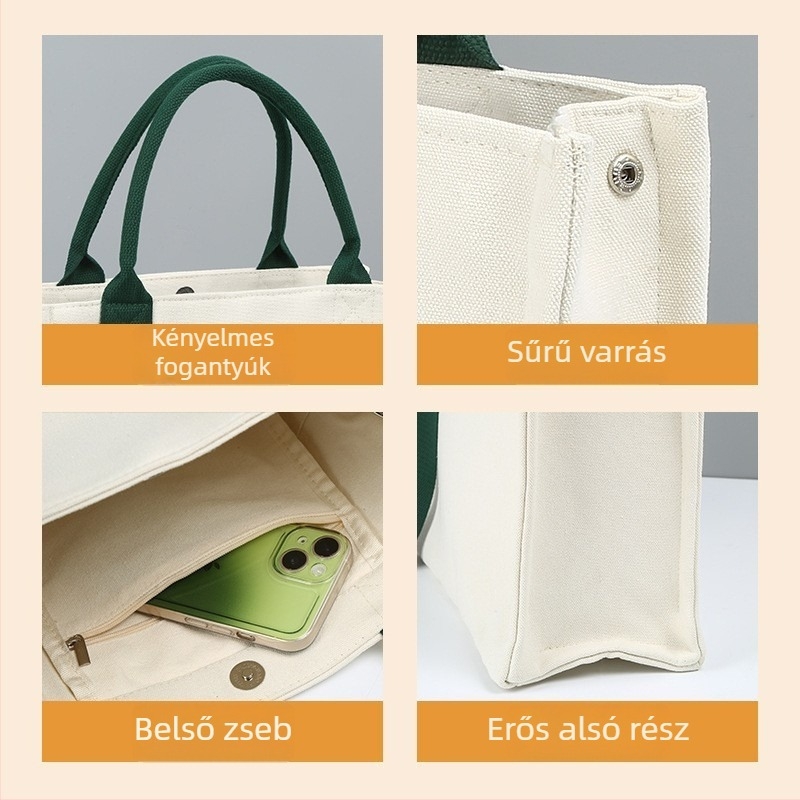 Háromdimenziós vászontáska egyedi logóval, nagy kapacitású Tote, bevásárlótáska pántos kivitel vállalatok és iskolák számára, raktáron