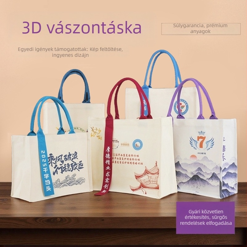 Reklám vászon tote táska egy vállon át húzható pánttal, laminált vászon, egyedi logó