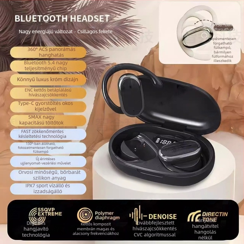 Vezeték nélküli Bluetooth fülhallgató, in-ear, sztereó hang, szilikon kivitel, akkumulátor üzemidő 4-8 óra