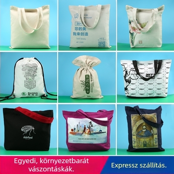 Egyedi logóval készült vászon bevásárlótáska, diák vászon táska és üres pamut táska
