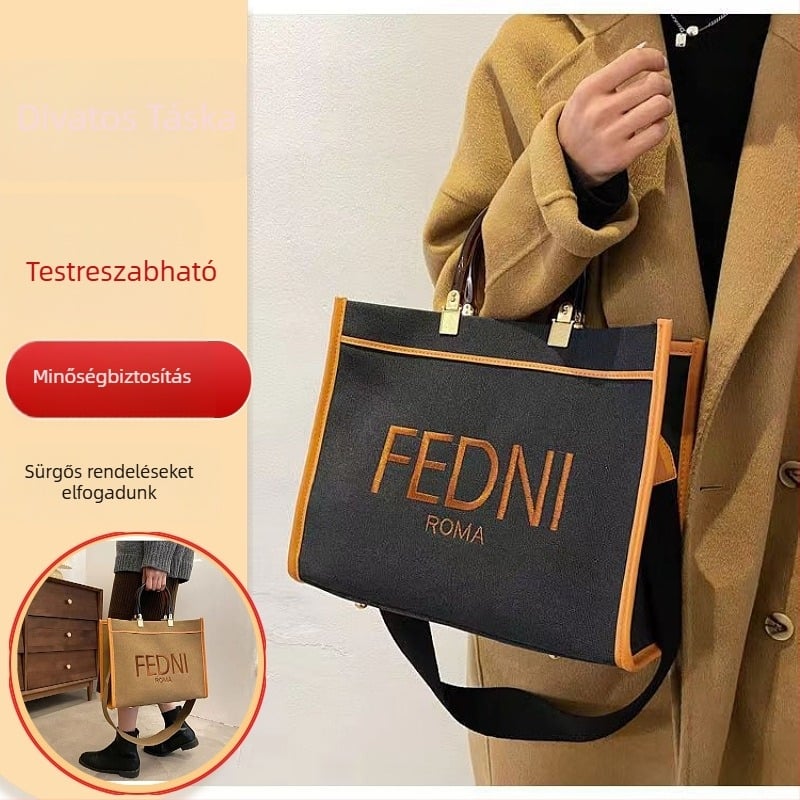 Divatos vászon városi táska, nagy kapacitású váll- és crossbody szíjjal, új vintage stílus