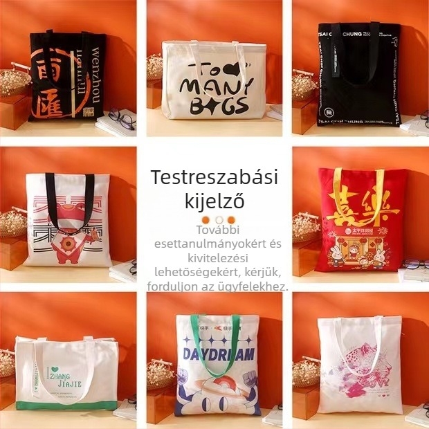 Testreszabható megvastagított vászontáska kézi hordozóval, nyomtatott logóval, nagy kapacitású tároláshoz és bevásárláshoz