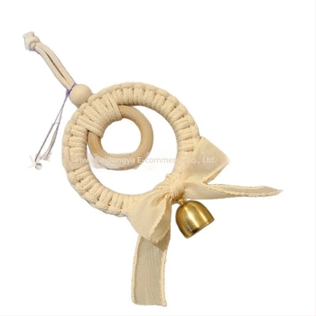 Kézzel készített, szövött szélharang medál, kör alakú, 9 cm, pamutfonalból