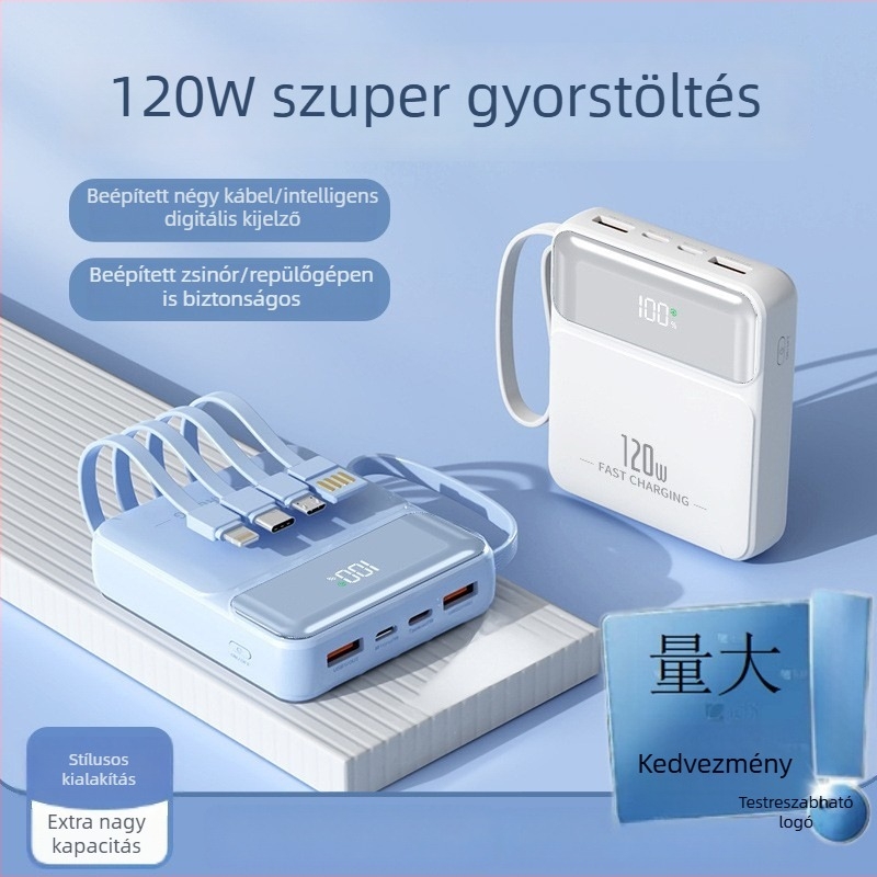 3C tanúsítvánnyal rendelkező, gyors töltésű, 20000 mAh-s nagy kapacitású power bank, repülőgépes utazáshoz, logó nyomtatással