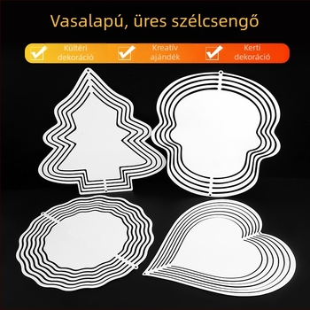 3D-s forgó szélcsengő kertre és erkélyre – kétoldalas üres vasból készült DIY udvari dekoráció