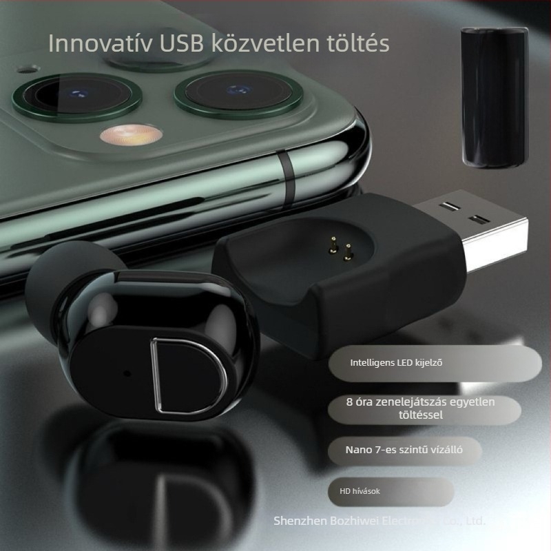 USB közvetlen töltésű vezeték nélküli Bluetooth fülhallgató, fülbe helyezhető, magánminta, ultra magas hangminőség