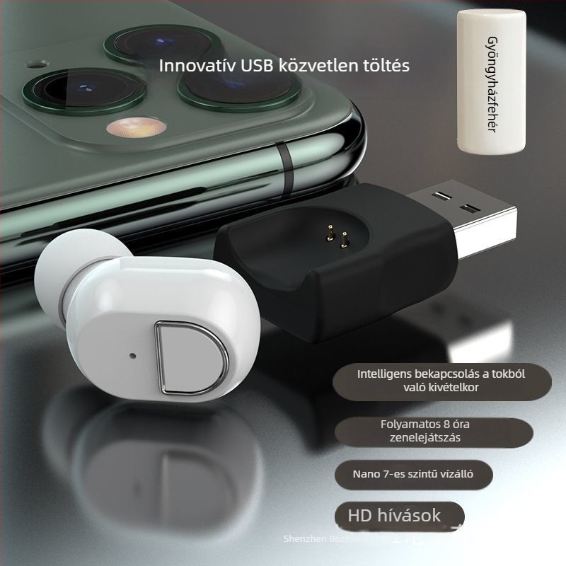 USB közvetlen töltésű vezeték nélküli Bluetooth fülhallgató, fülbe helyezhető, magánminta, ultra magas hangminőség