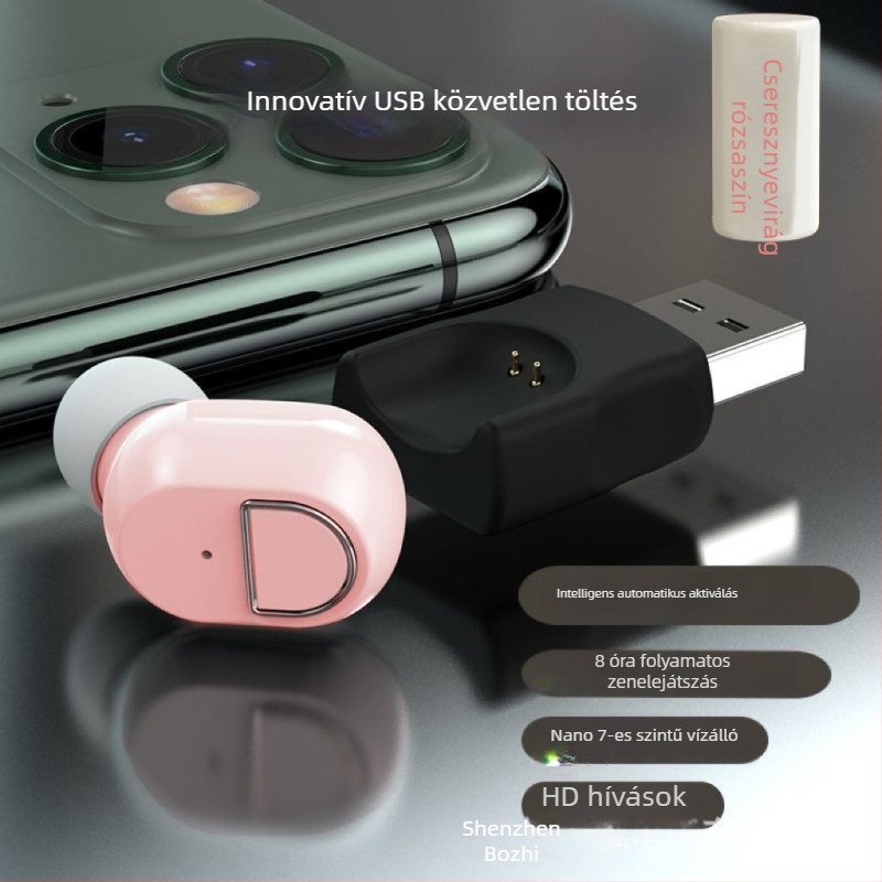 USB közvetlen töltésű vezeték nélküli Bluetooth fülhallgató, fülbe helyezhető, magánminta, ultra magas hangminőség