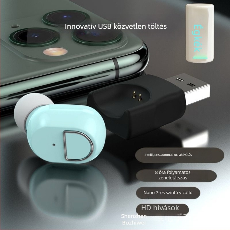 USB közvetlen töltésű vezeték nélküli Bluetooth fülhallgató, fülbe helyezhető, magánminta, ultra magas hangminőség