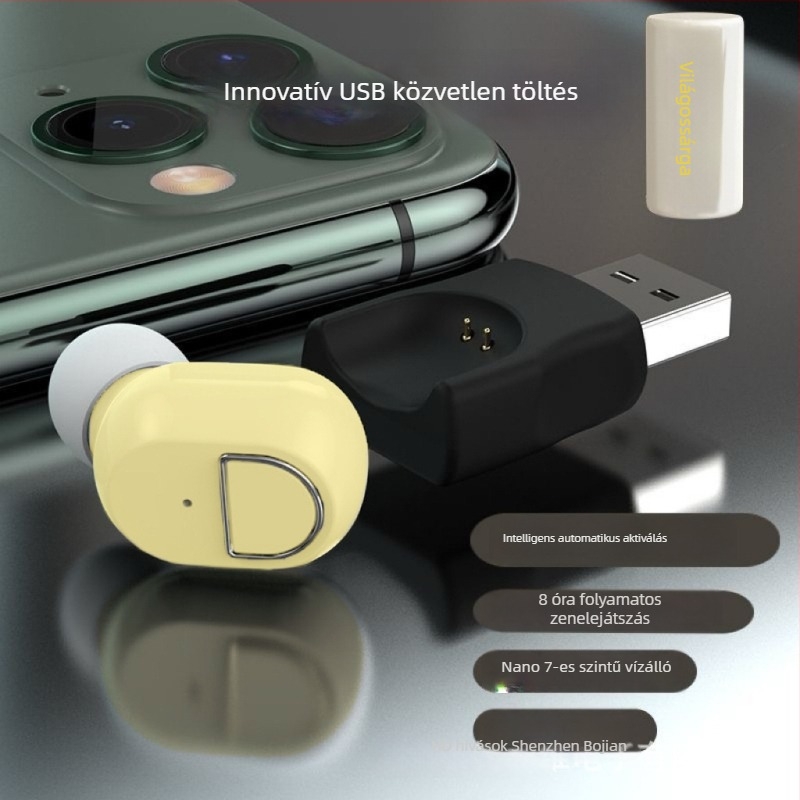 USB közvetlen töltésű vezeték nélküli Bluetooth fülhallgató, fülbe helyezhető, magánminta, ultra magas hangminőség