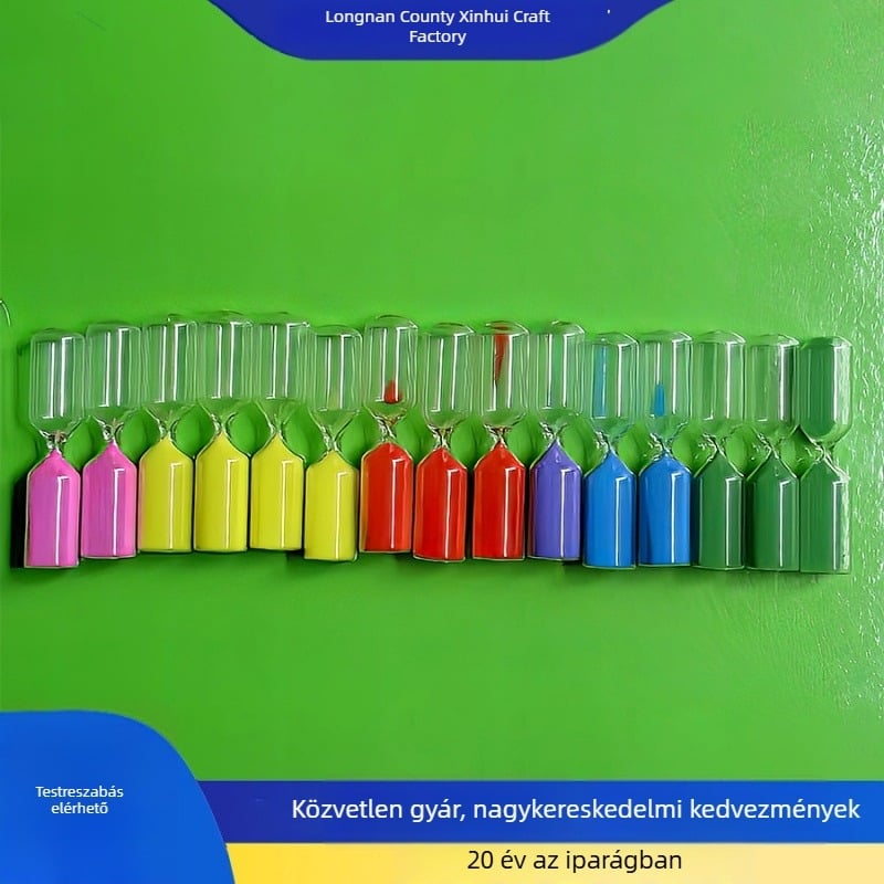 Üvegből készült homokóra, 1–5 perc, toll- és játék kiegészítők