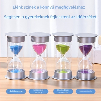 Ezüst fedéllel gyerekeknek készült időhomokóra, esésálló, testreszabható, prémium időmérő