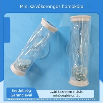 5 perces boroszilikát üvegből készült homokóra szívócsészés, fürdőszobai dekorációhoz
