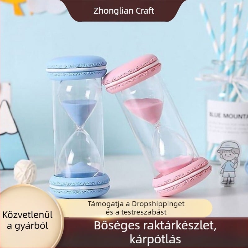 Aranyos macaron alakú homokóra gyerekeknek, biztonságos a fogak tisztításához, törésálló, 30/45/60 perces.