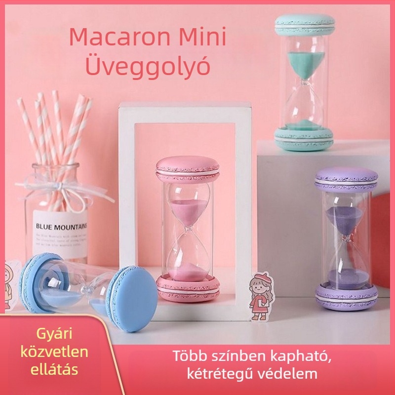 Aranyos macaron alakú homokóra gyerekeknek, biztonságos a fogak tisztításához, törésálló, 30/45/60 perces.