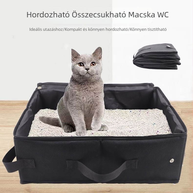 Összecsukható macskaalomtál, hordozható macska WC és fürdőmedence, vízálló