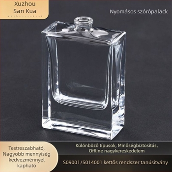 Újratölthető üres parfümös üveg 50 ml folyamatos permetezővel, 15 mm-es snap-on fúvóka