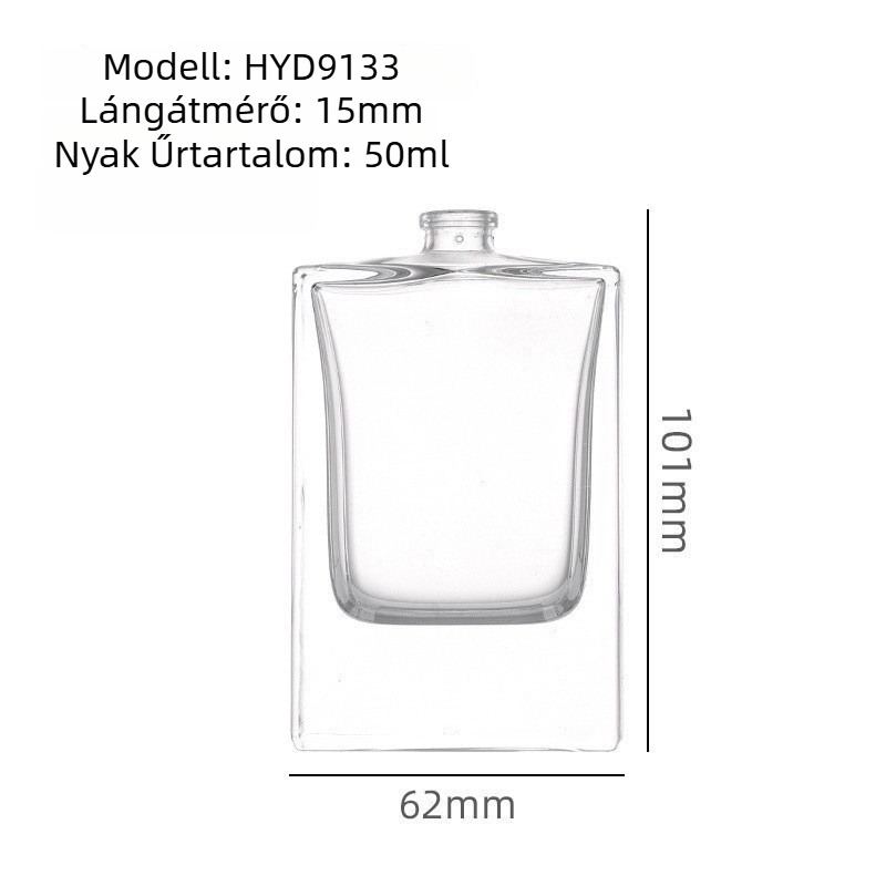 Újratölthető üres parfümös üveg 50 ml folyamatos permetezővel, 15 mm-es snap-on fúvóka