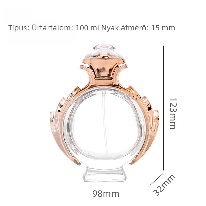 100 ml-es üvegparfüm, snap-on kupakkal, luxus és istenség ihletésű, átlátszó