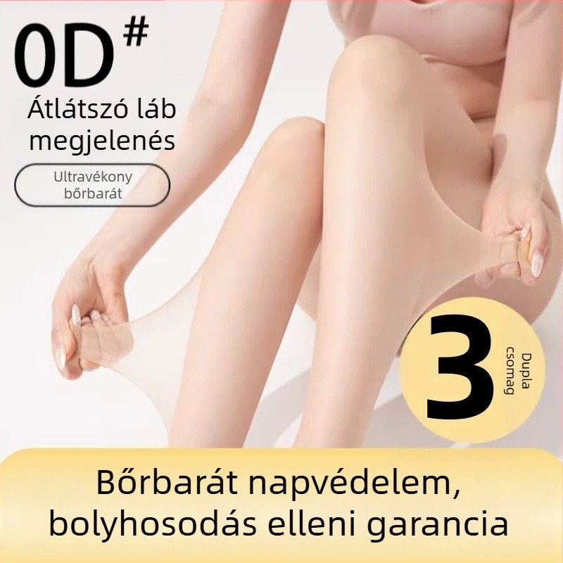 Női 0D ultra vékony harisnya tavasz-nyárra, bőrszínű, anti-snag, láthatatlan