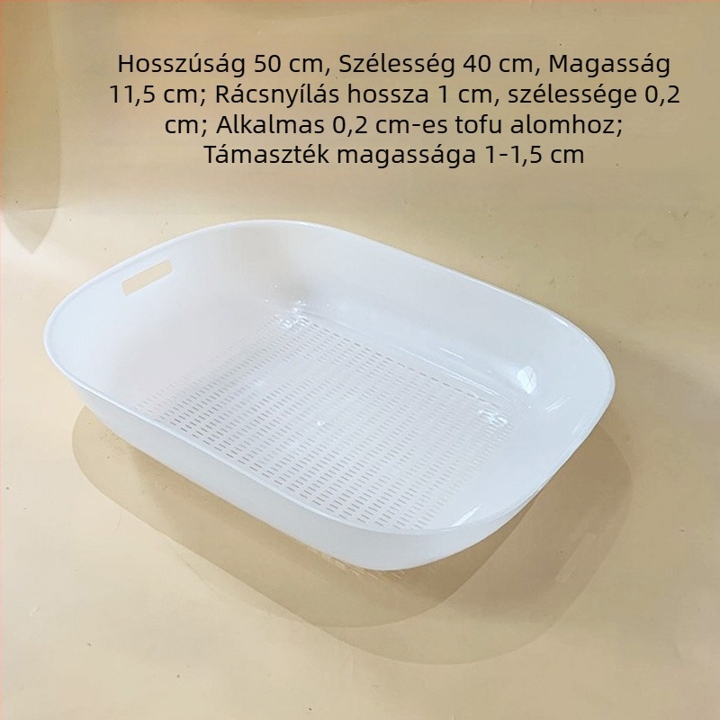 Önálló macskaalom tálca rács granulált fenyőfaalomhoz, kristályalomhoz és tofu alomhoz