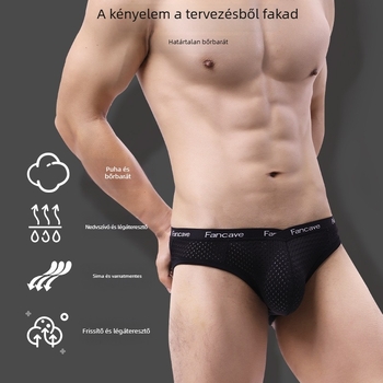 Férfi ice silk hálós boxer briefs, középmagas derekú, lélegző, ultra vékony