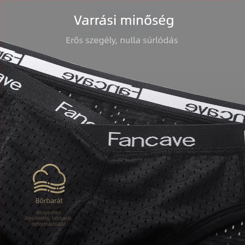 Férfi ice silk hálós boxer briefs, középmagas derekú, lélegző, ultra vékony