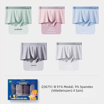Green Series 36751 Férfi boxershortok nylonból, Mulberry selyem bélés, 4 darabos ajándékdoboztban, légáteresztő, középmagas derék