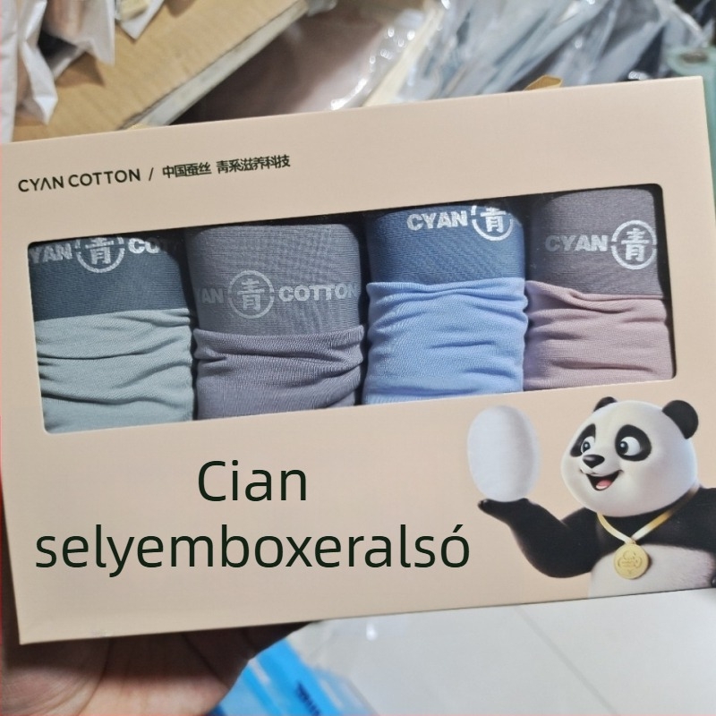 Green Series 36751 Férfi boxershortok nylonból, Mulberry selyem bélés, 4 darabos ajándékdoboztban, légáteresztő, középmagas derék