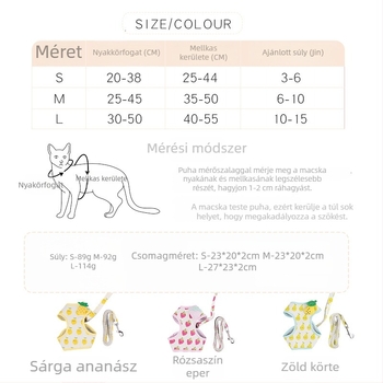 Gyümölcs mintás kutyahám és póráz, állítható, szakadásálló