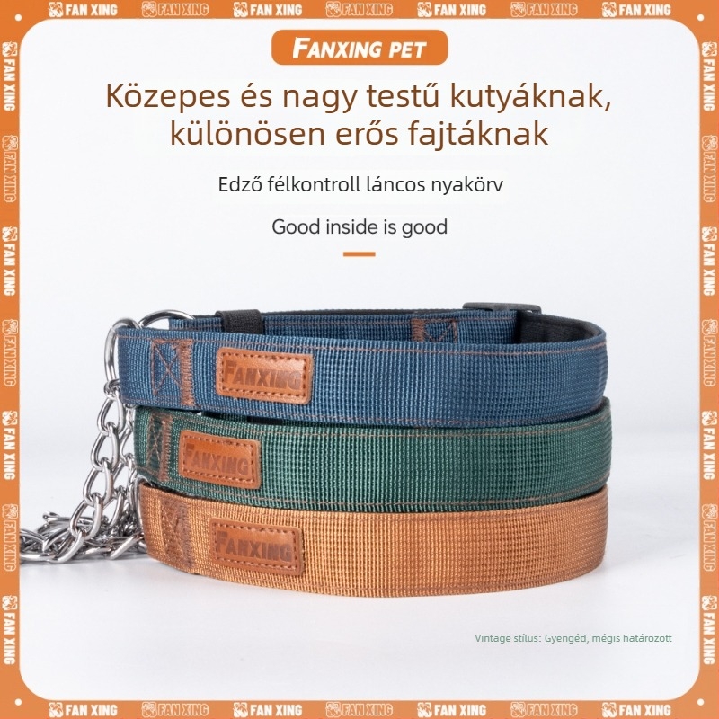 P‑lánc kutyanyakörv, külső nylonból, közepes és nagy testű kutyáknak