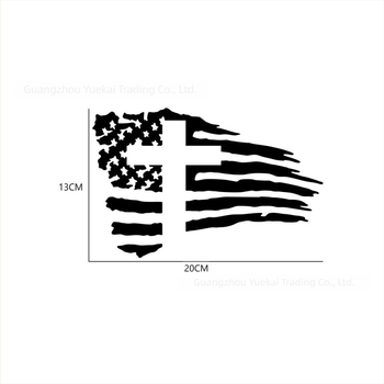 S-422 Kreatív autómatrica – Amerikai zászló és kereszt, vinil dekor