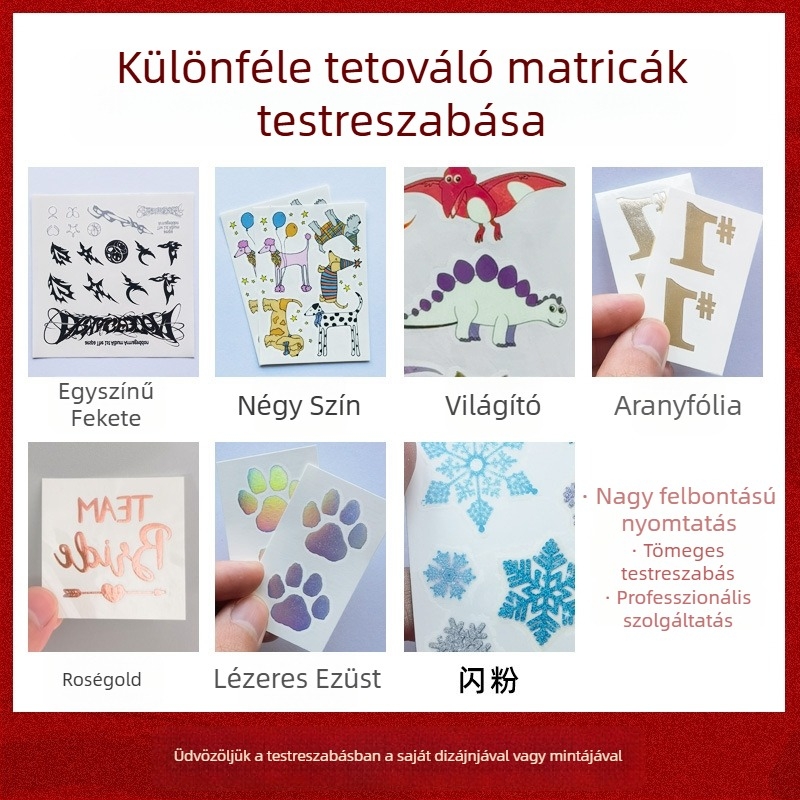 Személyre szabott papíralapú karikatúra tetoválás matricák, vízálló, méret választható