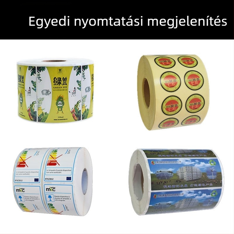 Ragasztható címke nyomtatás, logó/márka matrica, testreszabható kerek PET öntapadó címke, átlátszó csomagolási címke