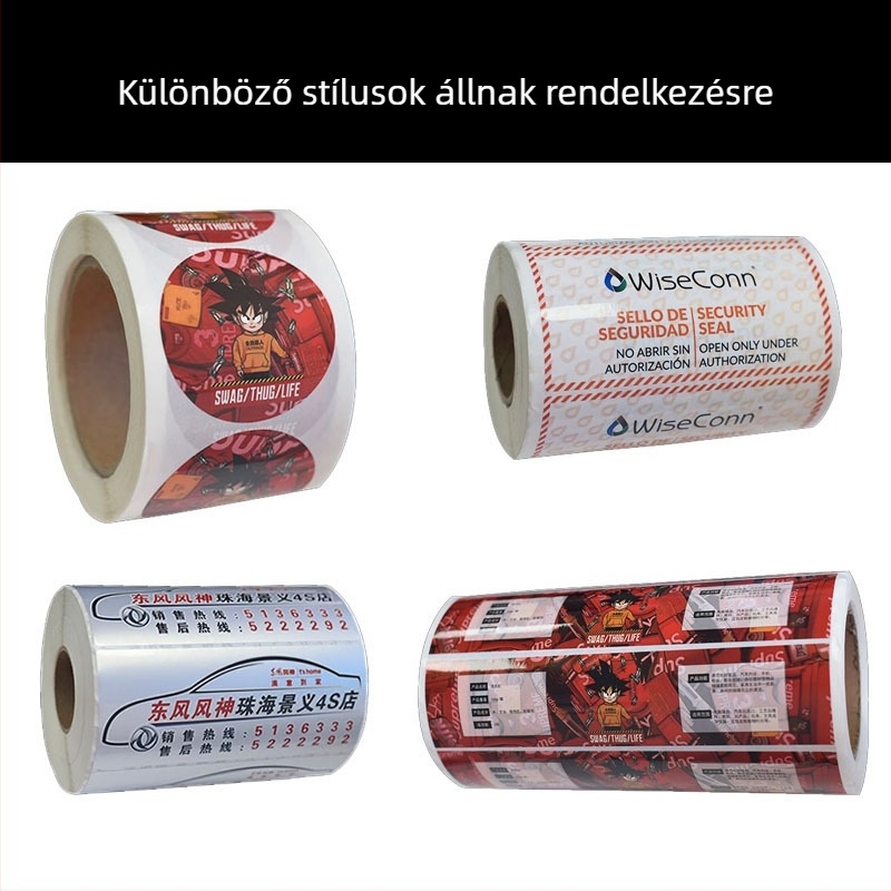 Ragasztható címke nyomtatás, logó/márka matrica, testreszabható kerek PET öntapadó címke, átlátszó csomagolási címke