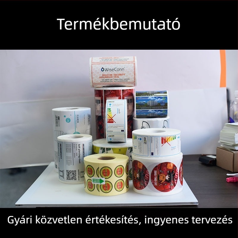 Ragasztható címke nyomtatás, logó/márka matrica, testreszabható kerek PET öntapadó címke, átlátszó csomagolási címke