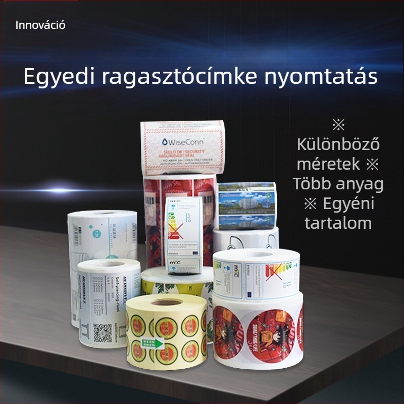 Ragasztható címke nyomtatás, logó/márka matrica, testreszabható kerek PET öntapadó címke, átlátszó csomagolási címke