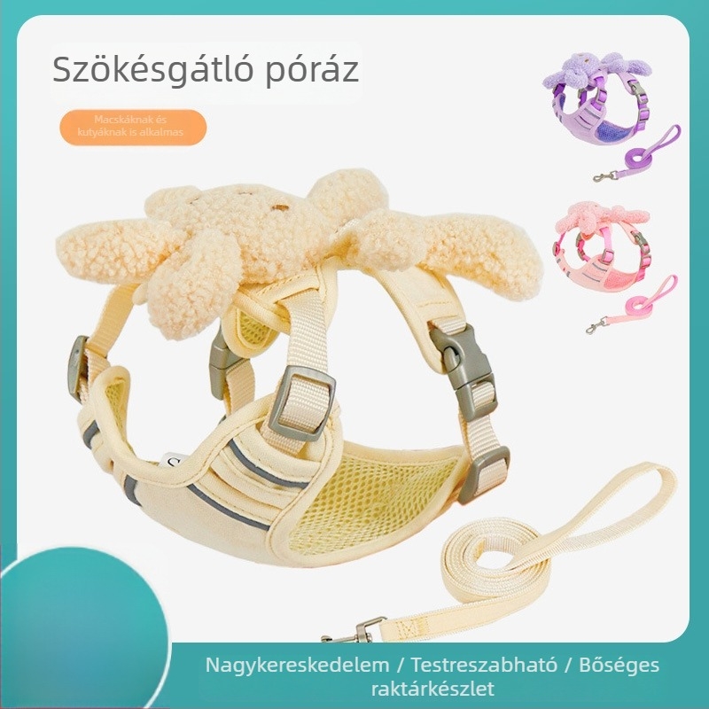 Mellény-stílusú hám és póráz kistestű kutyáknak (Teddy/Bichon Frisé) – sétára