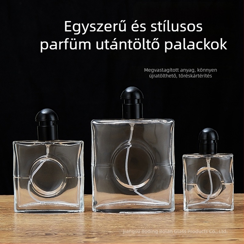 Üveg parfümös flakon, üres Black Opium üveg, hordozható permetező flakon bayonet záróval