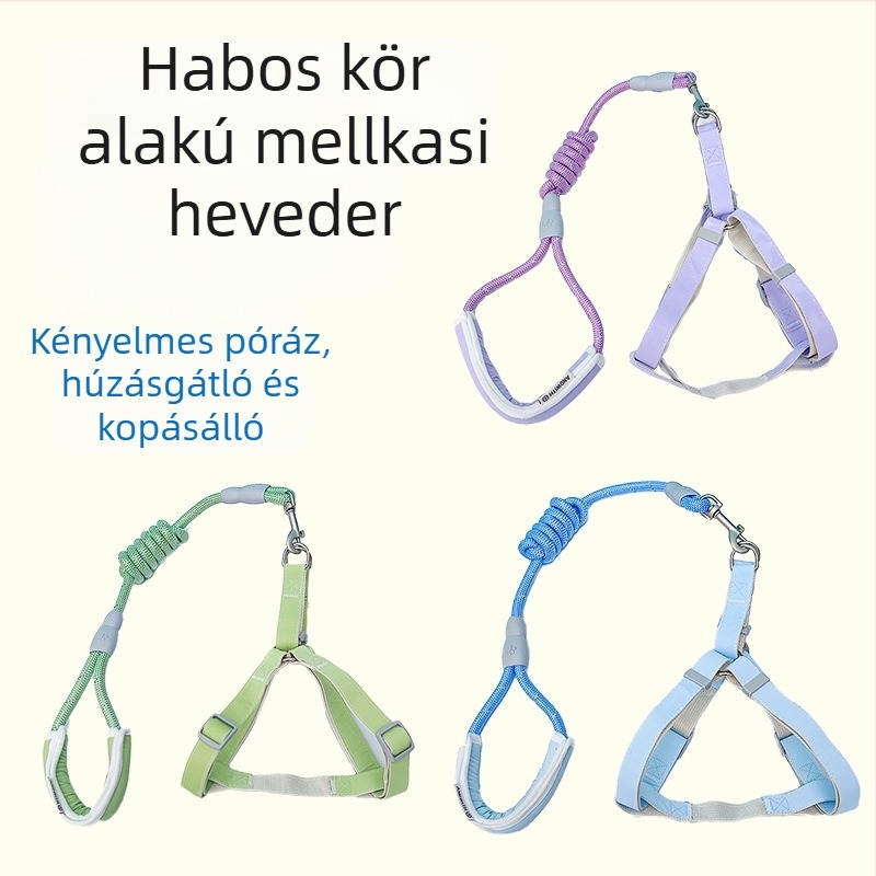 Légáteresztő kutyahám és póráz közepes és nagy testű kutyáknak, menekülés elleni kialakítás