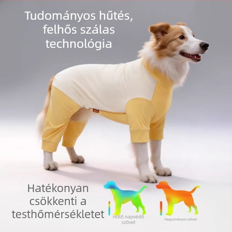 Hoopet tavaszi vékony kutyaruha közepes és nagy testű kutyáknak, négy lábhoz illeszkedő, szennyeződés-ellenálló, kültéri napvédő, hűsítő ruházat.