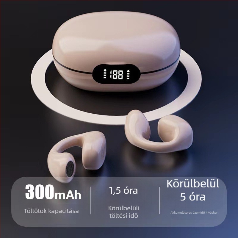 Vezeték nélküli Bluetooth fülhallgató csontvezetéses technológiával, fülcsipesz dizájn, fájdalommentes viselés, hosszú üzemidő, sporthoz és futáshoz vízálló.
