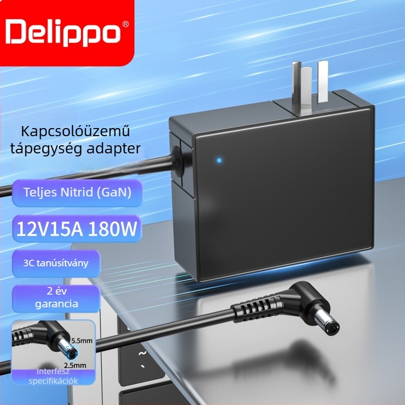 Delippo Hordozható autós energiaadapter 12V 15A 10A 8A Univerzális autó konverter