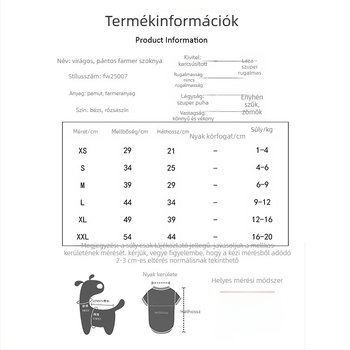 Koreai stílusú virágos, légáteresztő kisállat-szoknya, szőrhullás elleni tulajdonsággal és denim szegéllyel, kis testű kutyáknak