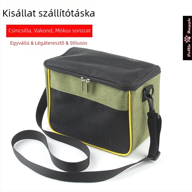 Légáteresztő kisállat táska kézi hordozóval és keresztpánttal a sétákhoz