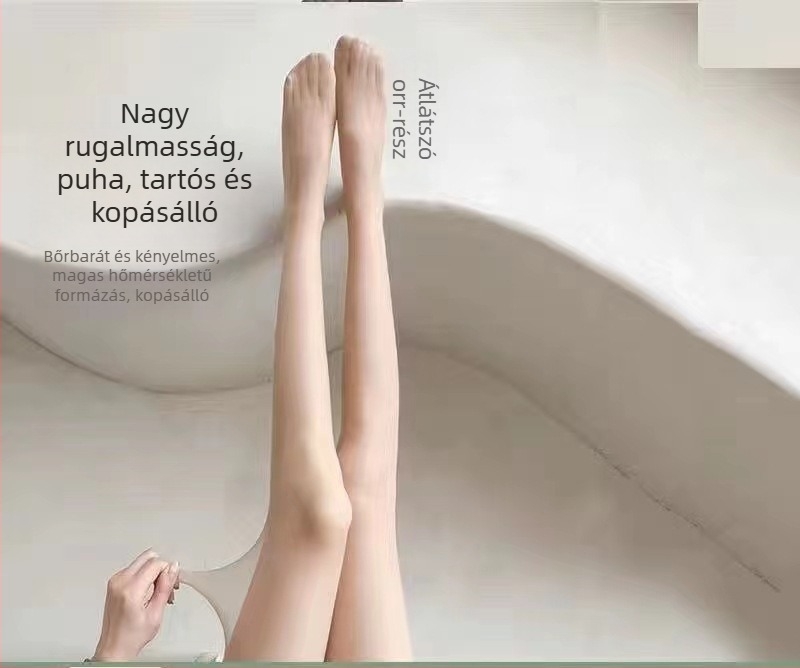 Kék masnis harisnyanadrág nőknek, fehér mintás nyomtatás, anti-szakadás, vékony áttetsző harisnya szabad lábakhoz