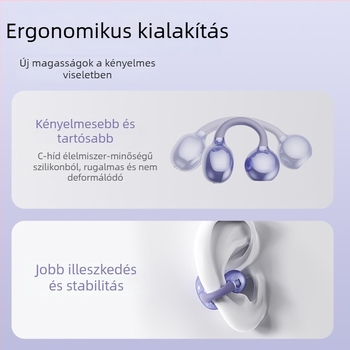 Klipszes vezeték nélküli Bluetooth fülhallgató, zajszűrés, hosszú üzemidő, kényelmes viselet, sportos modell – privát modell