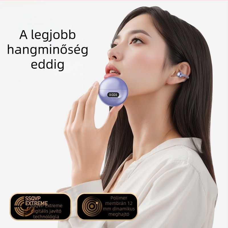 Klipszes vezeték nélküli Bluetooth fülhallgató, zajszűrés, hosszú üzemidő, kényelmes viselet, sportos modell – privát modell