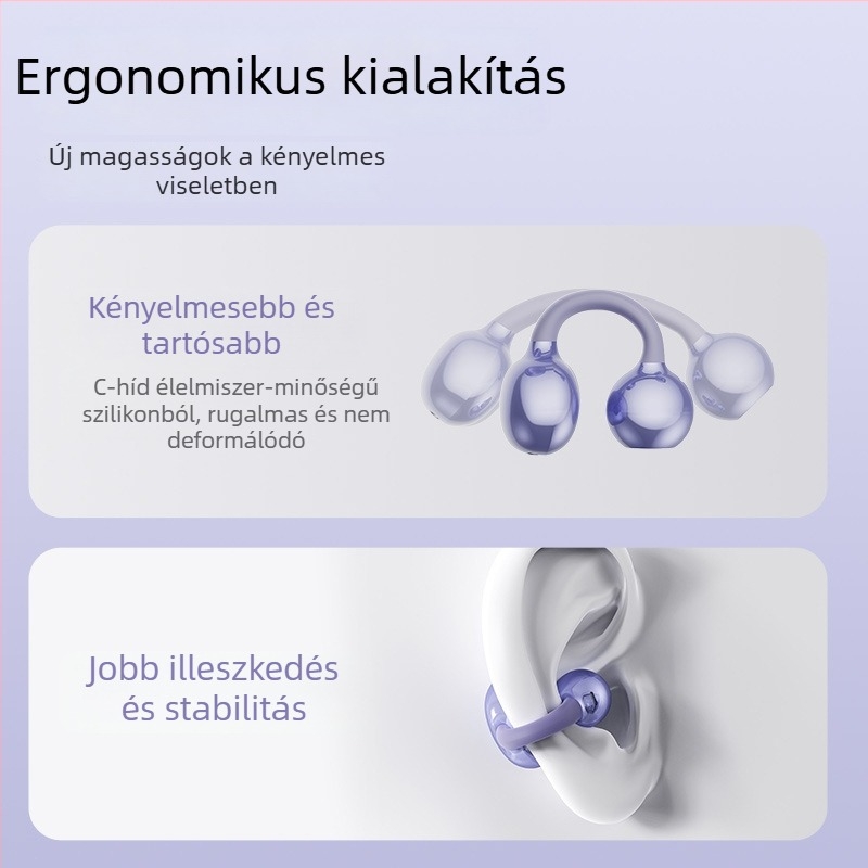 Klipszes vezeték nélküli Bluetooth fülhallgató, zajszűrés, hosszú üzemidő, kényelmes viselet, sportos modell – privát modell