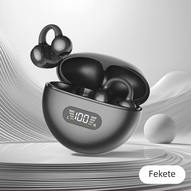 Klipszes vezeték nélküli Bluetooth fülhallgató, zajszűrés, hosszú üzemidő, kényelmes viselet, sportos modell – privát modell